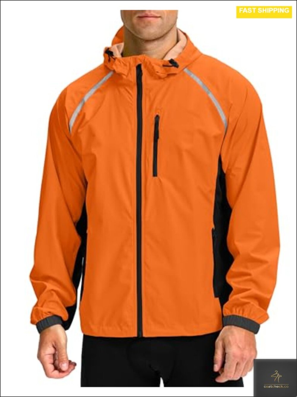 Men's Waterproof Cycling Rain Jacket Packable Hooded Windbreaker